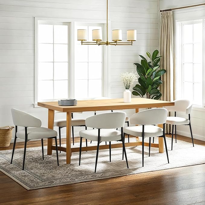 Walker Edison Modern Farmhouse Rustic Solid Oak Wood Rectanglular Dining Table - Image 5