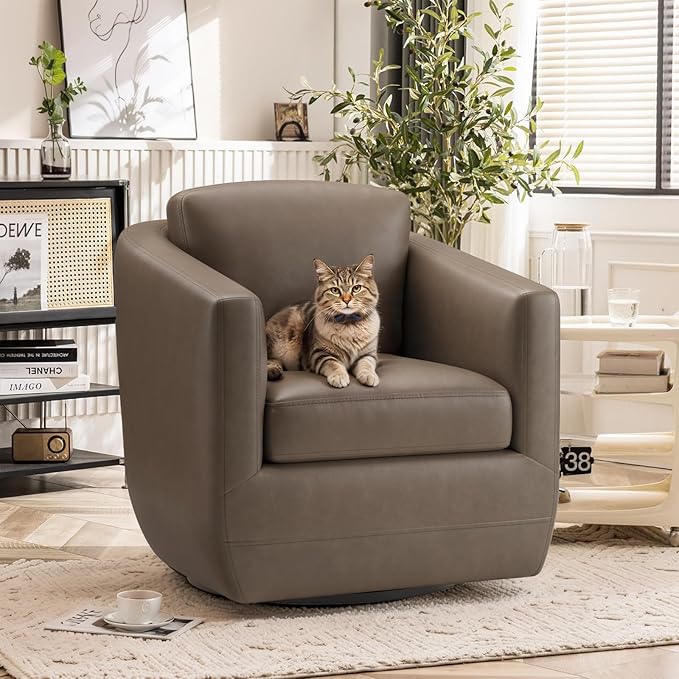 COLAMY 360°Swivel Accent Chair- Comfy Living Room Armchair No-Sag Foam & Sturdy - Image 6