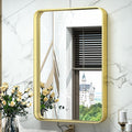 TokeShimi 16x24 Gold Bathroom Wall Mirror Vanity Metal Frame Round Corner by RefinedBathroomAccessories