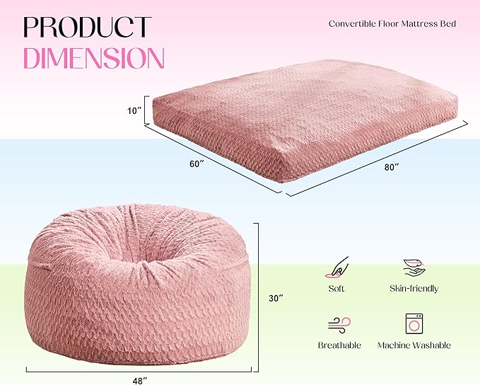 Hobestluk Bean Bag Chair Convertible Beanbag Chairs - Image 2
