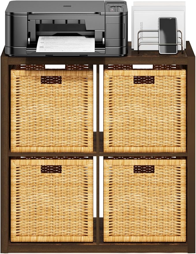 Furinno Cubicle Open Back Decorative Cube Storage Organizer, Amber Pine - Image 7