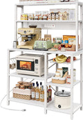 SUPERJARE Bakers Rack with Power Outlet, 35.4 Inches Coffee Bar with Wire Basket by SUPERJARE