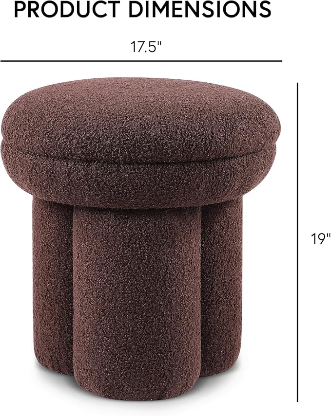 Furniture of America Rami Modern 18-inch Mushroom-Shape Upholstered Ottoman - Image 2