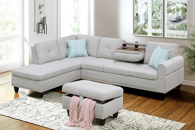 98 Inch L Shaped Sectional Sofa by Unknown