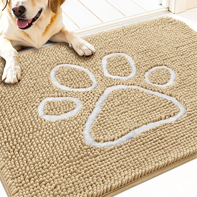 OLANLY Door Mat for Muddy Dog Paws 30x20, Ultra Absorbent Chenille Mud Doormat by OLANLY