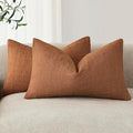 Foindtower Set of 2 Decorative Linen Check Throw Pillow Covers Neutral by Foindtower