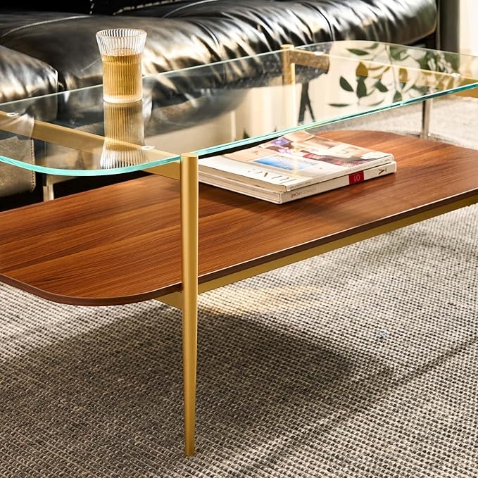 AGV LIGHTING Tadio Glass Coffee Table, Mid-Century Modern Coffee Table - Image 6
