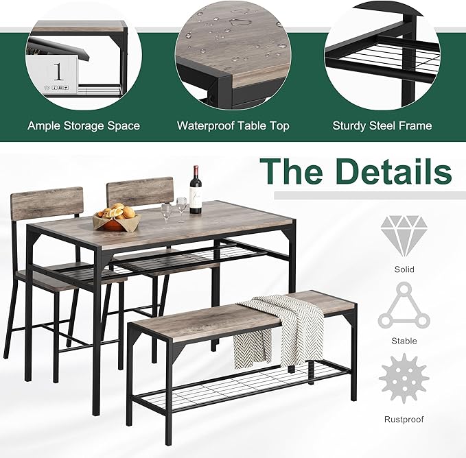 Shintenchi Kitchen Table Chairs Set of 4, Dining Table Set - Image 7