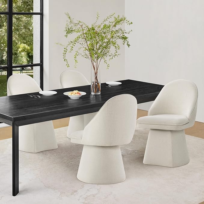Swivel Dining Chairs Modern Desk Chair Upholstered Linen Fabric Side Chair - Image 9