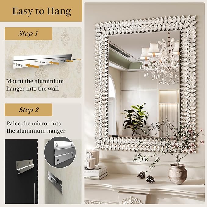 Kelly Miller 30"x40" Jeweled Bathroom Wall Mirror, Large Rectangle Mirror - Image 7