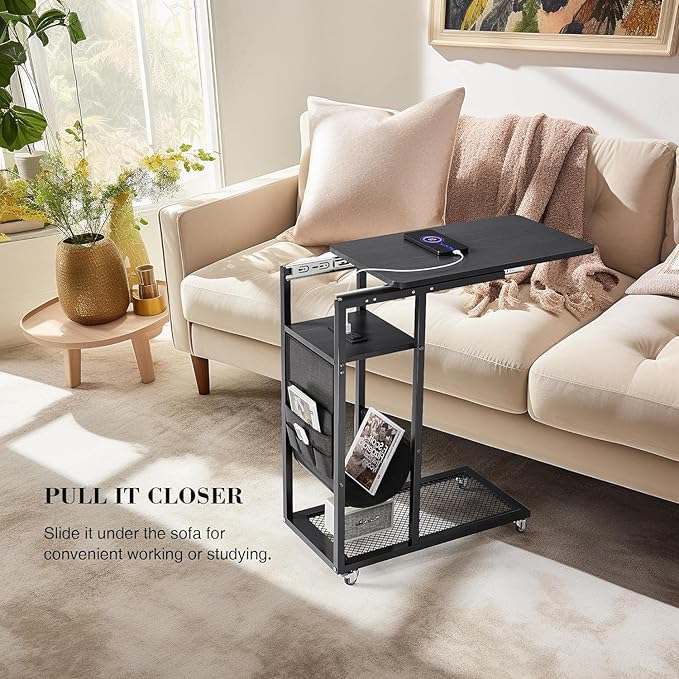 Colima C Shaped End Table with Charging Station - Image 3
