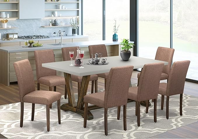 East West Furniture V797AB747-9 9 Piece Dining Table Set Includes a Rectangle - Image 2