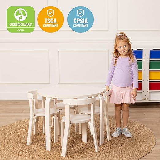 ECR4Kids Bentwood Round Table and Curved Back Chair Set, Kids Furniture - Image 5