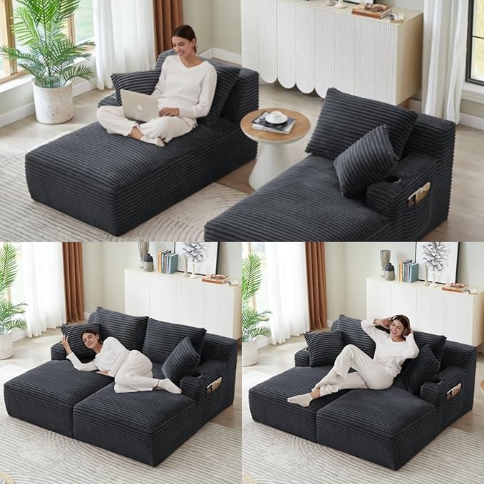 Oversized Sectional Double Chaise Lounge, Compressed Boneless Lounge Chaise - Image 4