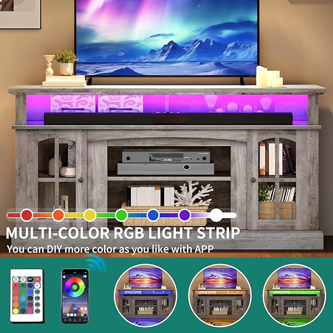 YITAHOME LED Farmhouse TV Stand - Image 4