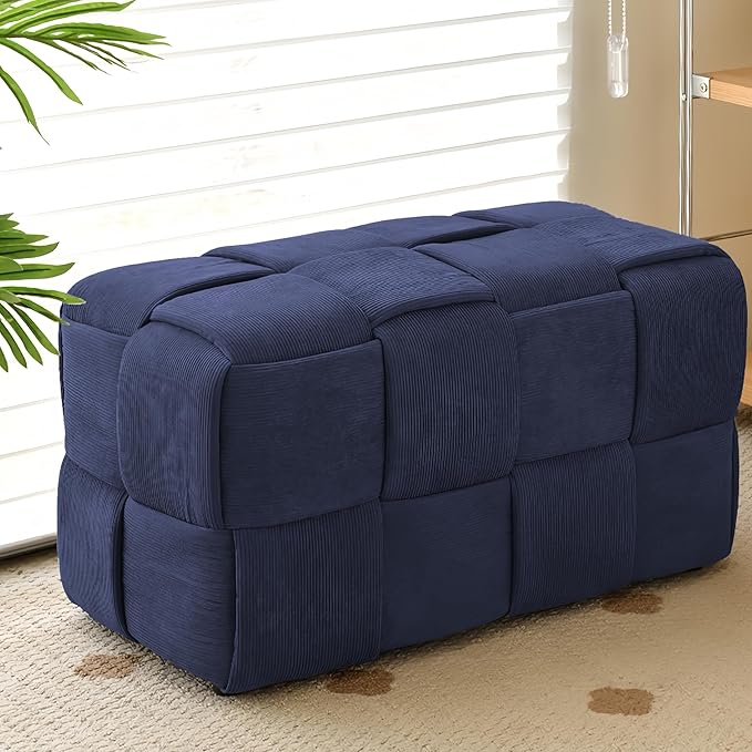 Ottoman Foot Rest Soft and Comfortable Ottoman Square Corduroy Woven Design - Image 2
