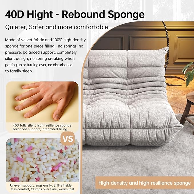 Bean Bag Chairs for Adults, Memory Foam Couch Loveseat Sofa Chair, Soft Teddy - Image 4