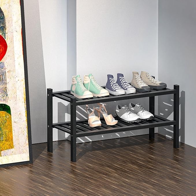 Shoe Rack 2-Tier Organizer-Stackable Storage Shelf - Image 4