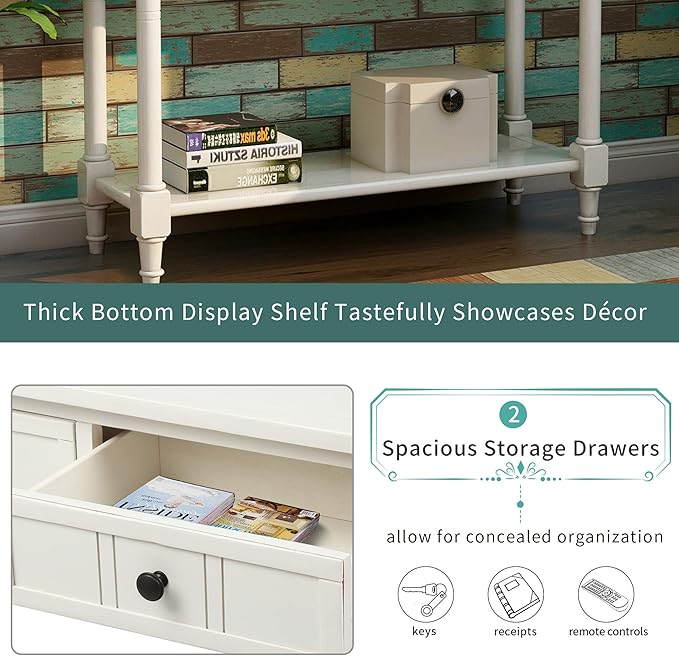 Bellemave Console Table with Drawers, Retro Entryway Table with 2 Drawers and - Image 3