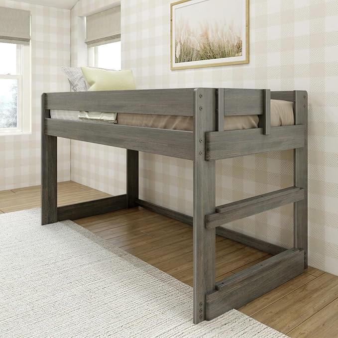 Max & Lily Modern Farmhouse Low Loft Bed, Twin Bed Frame by MaxLily