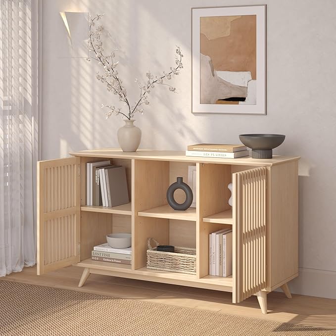 Plank+Beam Mid-Century Modern Wood TV Stand, Solid Wood Entertainment Console - Image 8