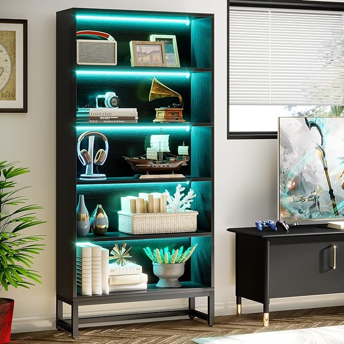 Tribesigns Tall Bookcase Black Bookshelf, 70.8” Large Bookcases Organizer - Image 8