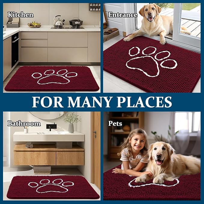 OLANLY Door Mat for Muddy Dog Paws 59x35, Ultra Absorbent Chenille Mud Doormat - Image 8