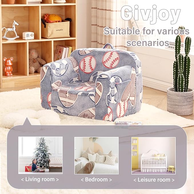 Toddler Chair Plush Kids Couch, Comfy Kids Sofa Toddler Lounger Chair - Image 6
