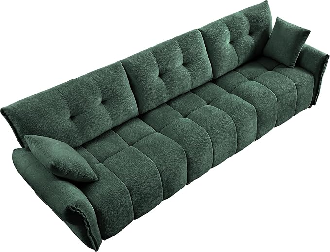 Modern Chenille Fabric 3-Seat Sofa w/ 2 Pillows, Premium Upholstery Living Room - Image 5