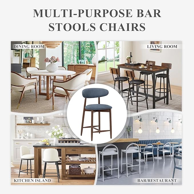 COLAMY Bar Stools Set of 6, Counter Height Bar Stools, Upholstered Counter - Image 7