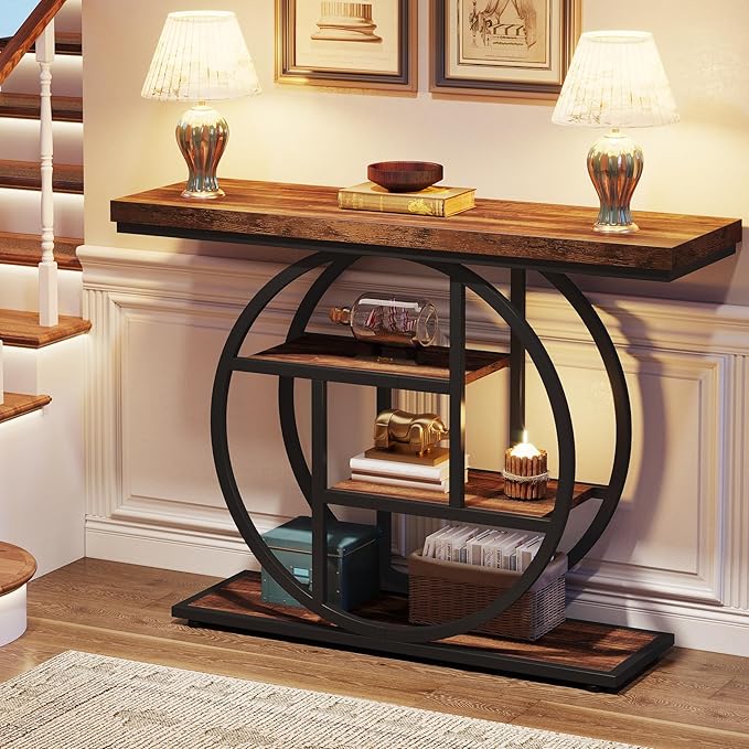 Tribesigns 41.3" Console Table, Industrial 4-Tier Sofa Table Entryway Table - Image 5