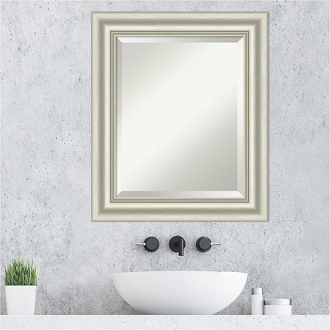 Amanti Art Bathroom Mirror for Over Sink, 26x22 Sophia Silver Rectangle Vanity - Image 7