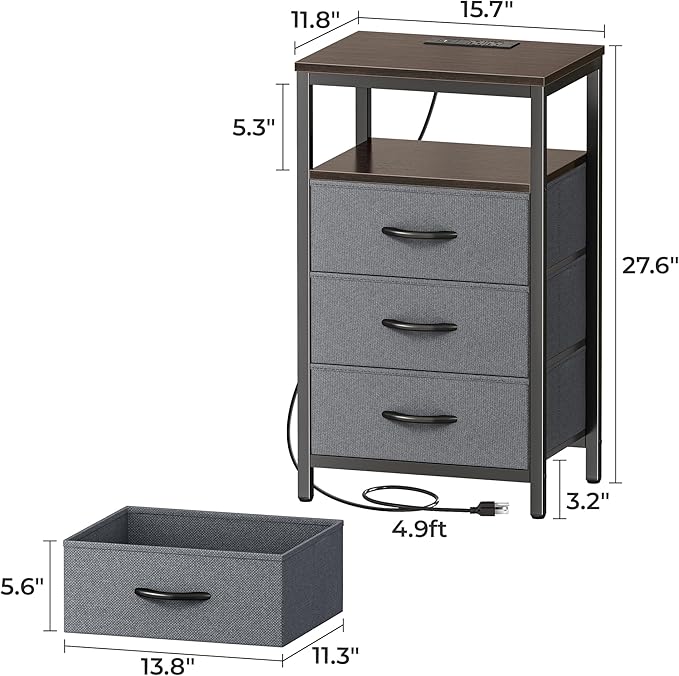 Huuger Nightstands Set of 2, 27.6 Inch End Tables - Image 7