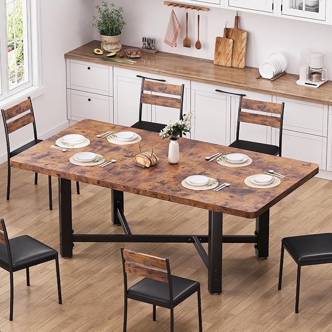 Dining Table for 4-6, 62“Extendable Round Kitchen Dining Room Table, Space - Image 4