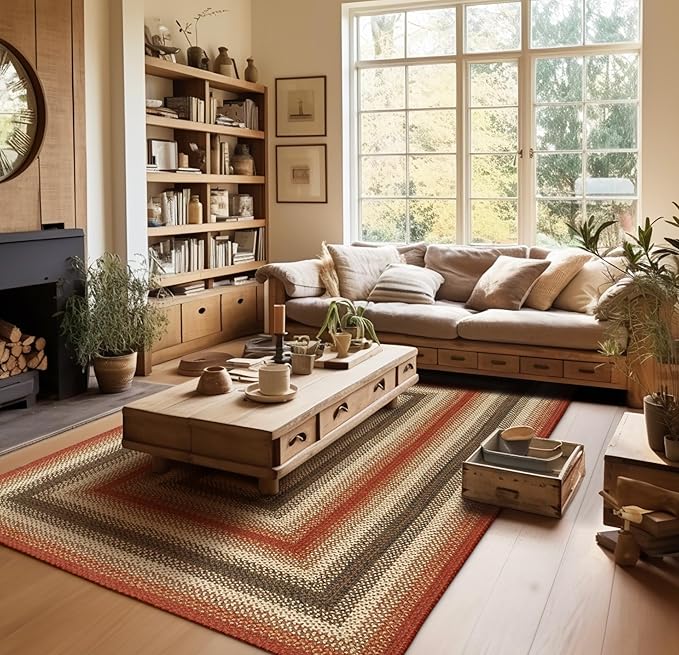 Homespice Chester Braided Area Rug 5x8' Perfect Country Living Room Décor by Homespice