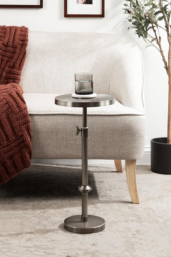 Kate and Laurel Engles Traditional Adjustable-Height Pedestal Drink Table; 10 x - Image 2