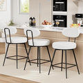 HOMMPA Swivel Bar Stools Set of 3 Counter Height Bar Stools Chiars 26'' Boucle by Hommpa