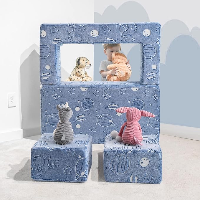MeMoreCool Glow in The Dark Space Kids Modular Play Couch, Bedroom and Playroom - Image 2