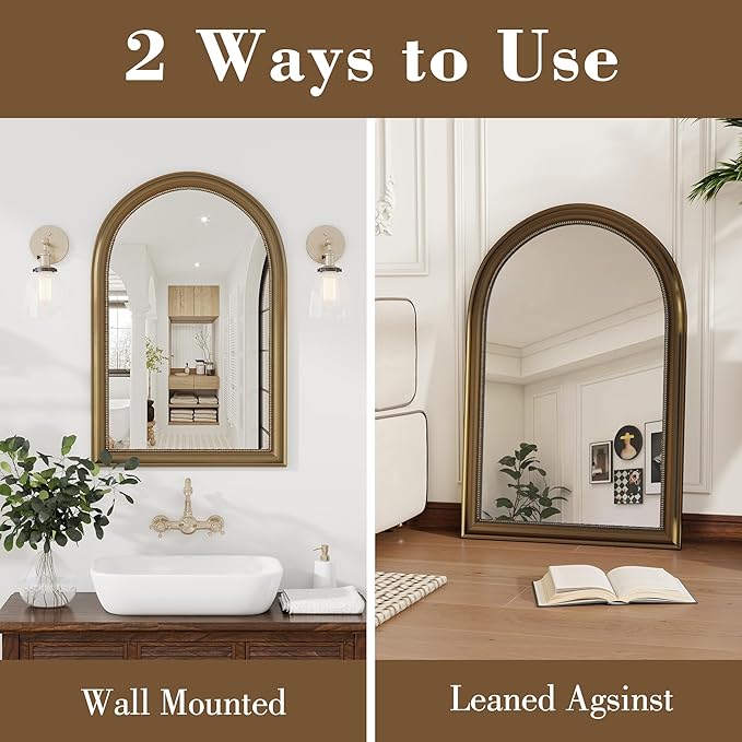 Axeman 32x48 Arched Wall Mirror, Decorative Bathroom Mirror, Traditional - Image 4