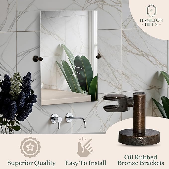 Hamilton Hills 30x40 inch Frameless Pivot Mirrors - Image 2