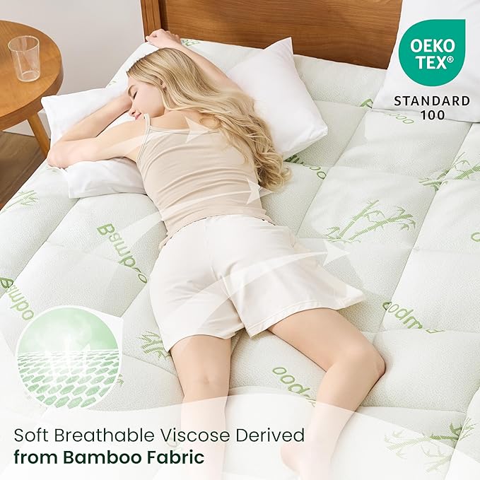 Love's cabin Full Size Mattress Topper, Rayon Derived from Bamboo, 900 GSM - Image 5