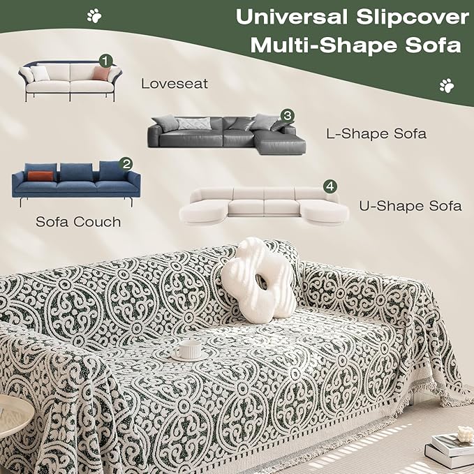 STACYPIK Green Jacquard Sofa Cover - Image 9