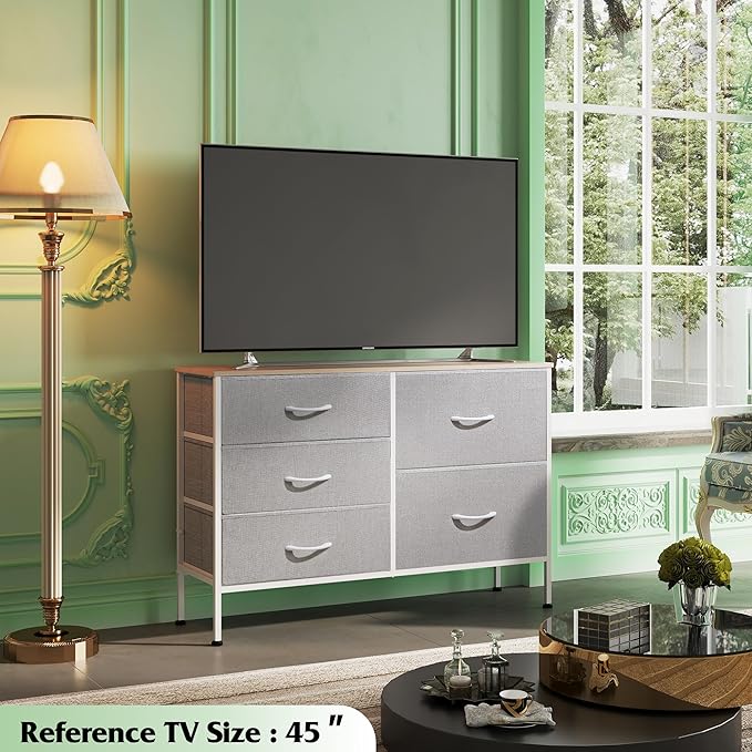 WLIVE Dresser for Bedroom with 5 Drawers, Wide Bedroom Dressers with Drawer - Image 2
