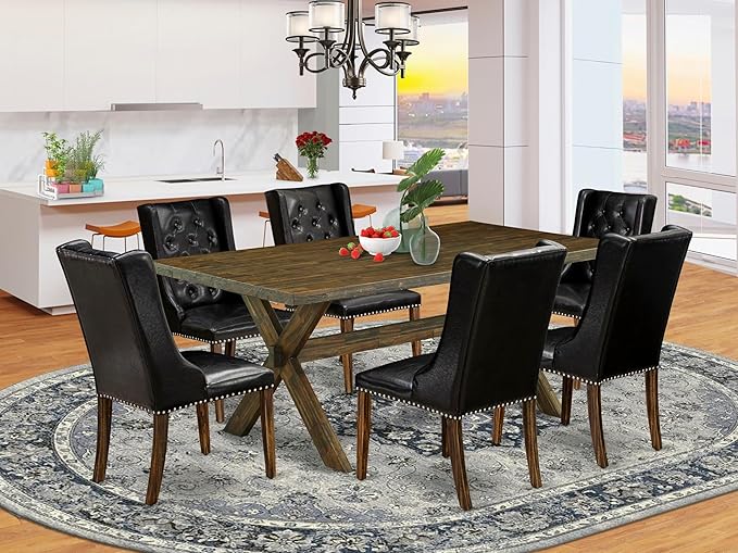 East West Furniture X777FO749-7 7 Piece Dining Room Furniture Set Consist of a - Image 2