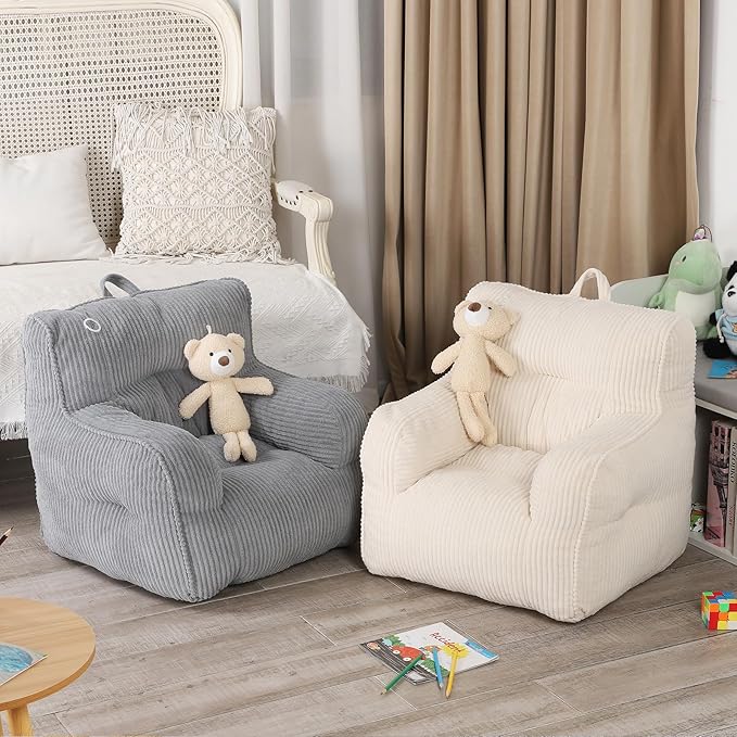 Kids Bean Bag Chair with a Plush Bear, Comfy Toddler Chair - Image 6
