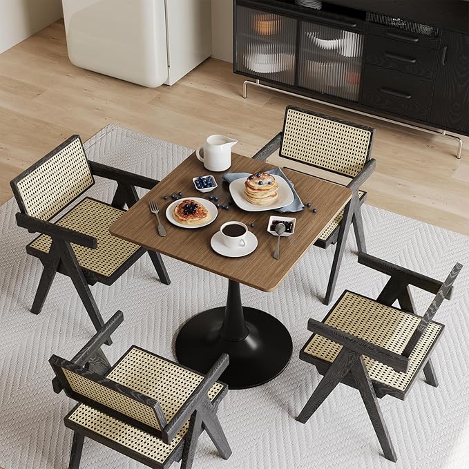Walnut Square Tulip Table for 2, 24 Inch Small Dining Table - Image 4
