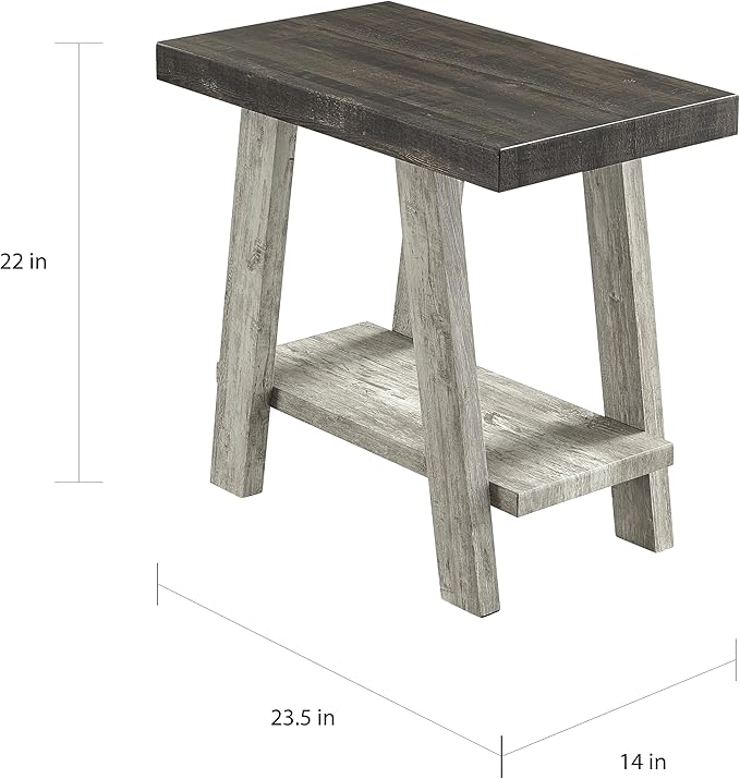Roundhill Furniture Athens Contemporary Two-Tone Wood Shelf Side Table - Image 3