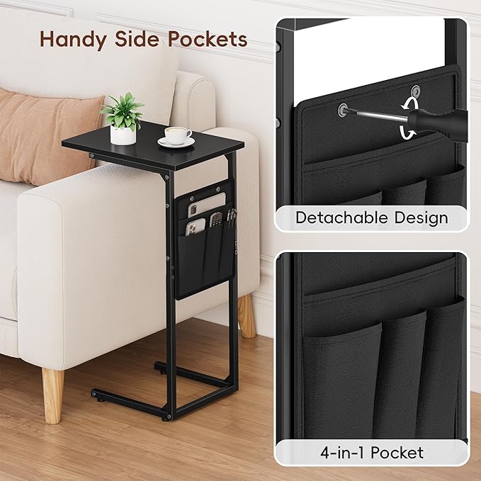 Vagusicc C Shaped End Table, Small Side Table - Image 8