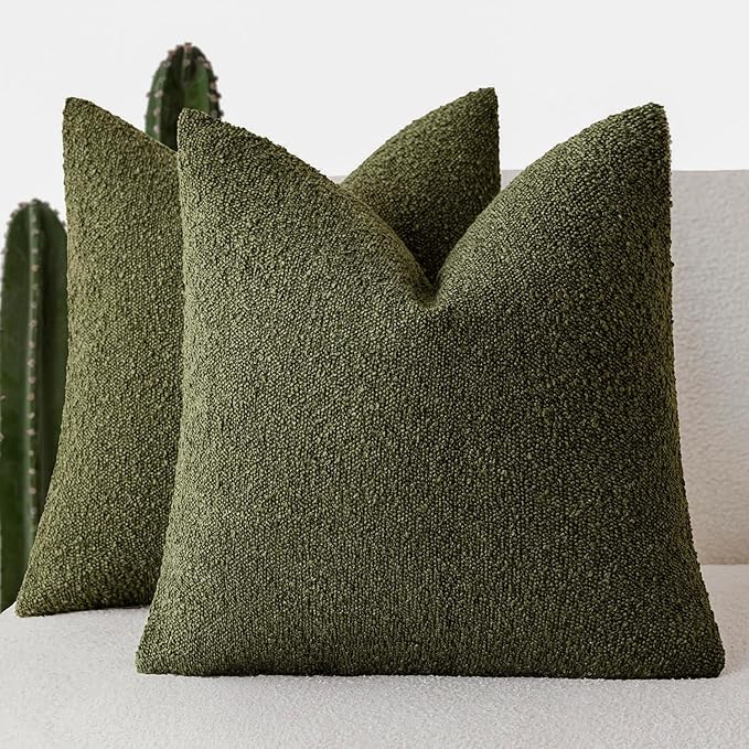 Foindtower Pack of 2, Decorative Textured Boucle Throw Pillow Covers Neutral by Foindtower