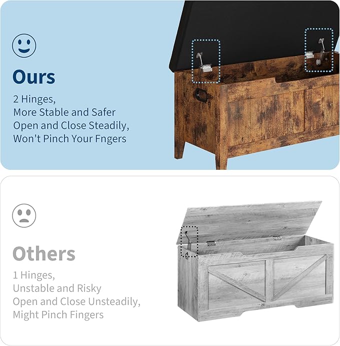 GAOMON Storage Bench, 39.4” Wooden Chest Storage Box - Image 5